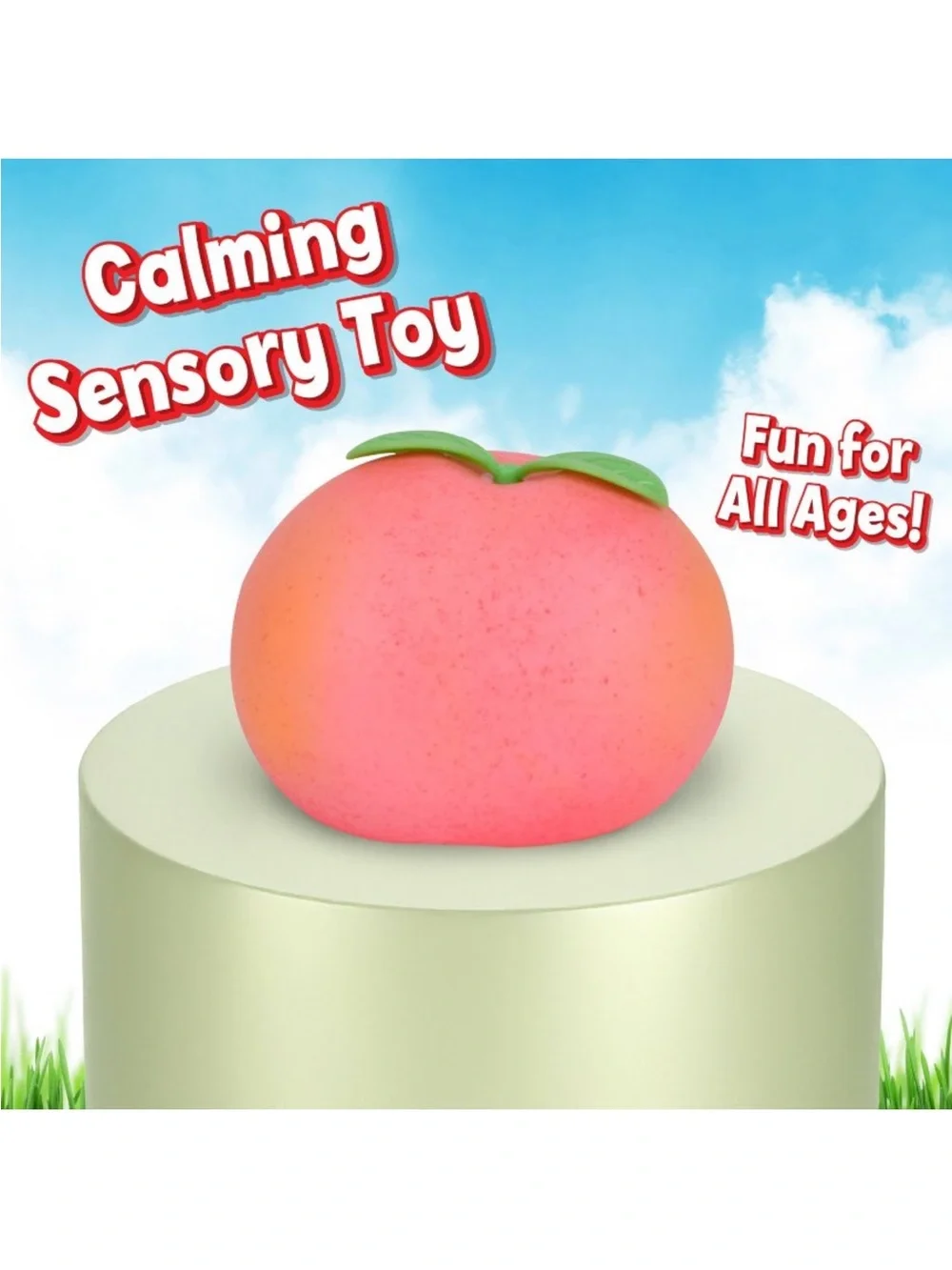 Sunny Days Squeeezy PEACH Squishy Stress Ball, Calming, Sensory Fidget Toy